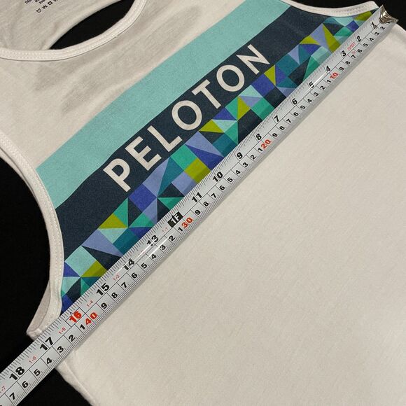 ~ Peloton Sm Spring Geo Tank Slash-Back Top Logo Accents Multicolor Small Womens - Picture 8 of 15